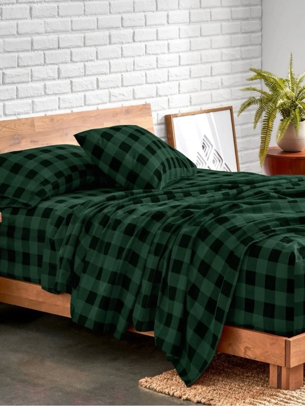 New Bare Bedding Green and Black Buffalo Plaid Queen Bedding Set